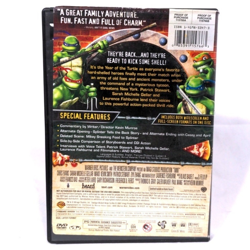 2007 TMNT Teenage Mutant Ninja Turtles DVD Movie Animated Action Adventure PG - Picture 4 of 6